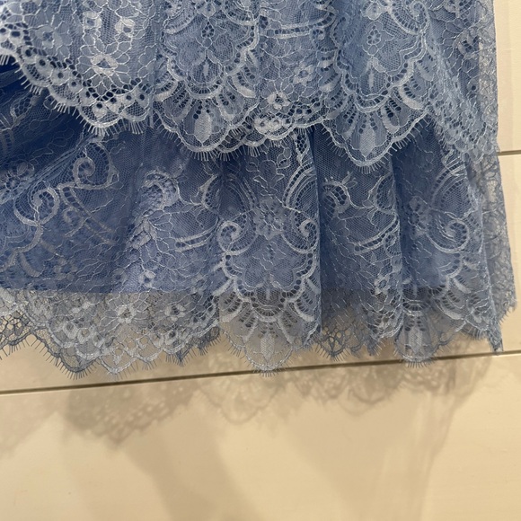 Self Portait Blue Cross Front Fine Lace Mini Dress - Picture 10 of 11